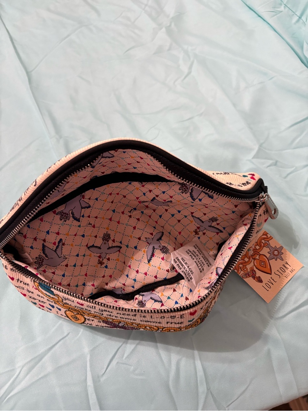 Brighton Cream Love Story Printed Sling Purse - Picture 3 of 5